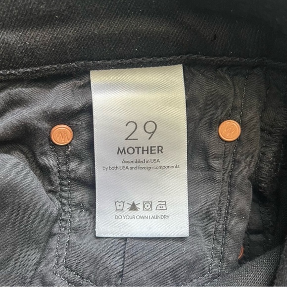 Mother The Dagger Flood Wide Leg Jeans - Bandana Hem - Black Wash - Size 29 - Picture 13 of 16